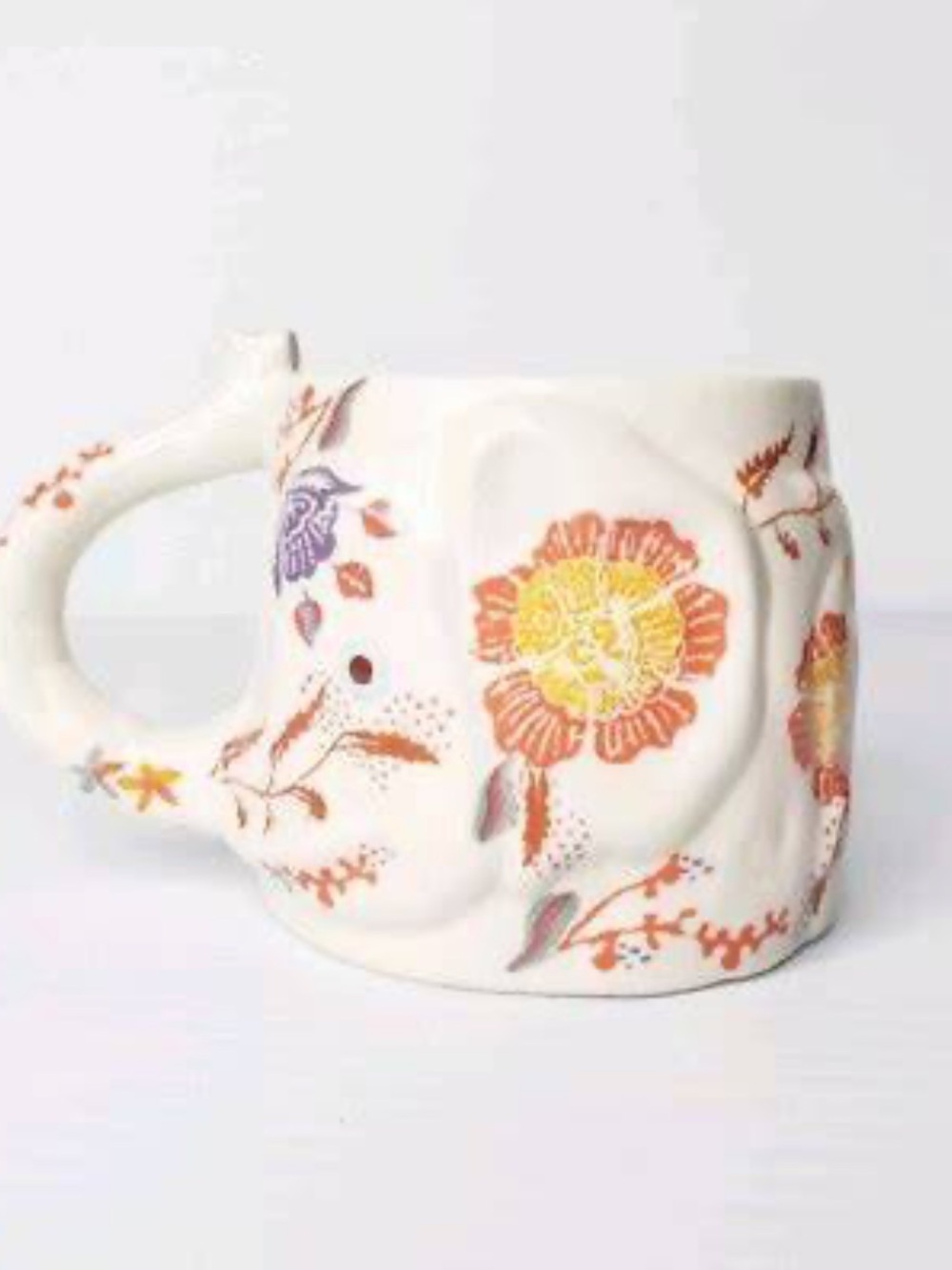 Anthropologie Hand-Painted Elephant and Lion Mug